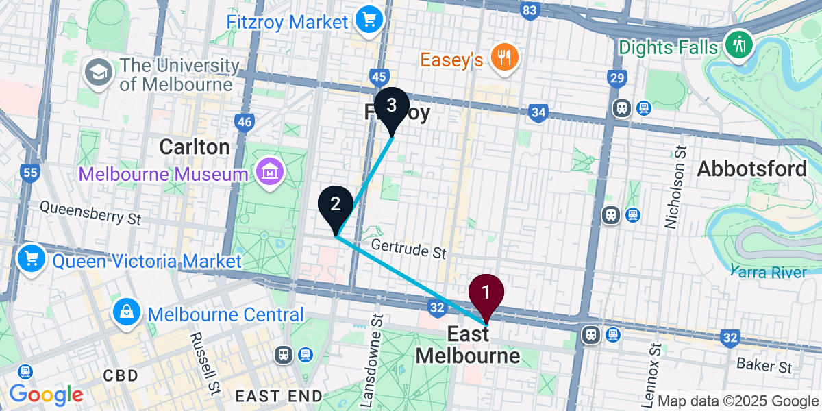 Map for Compact East Fitzroy Bar Crawl