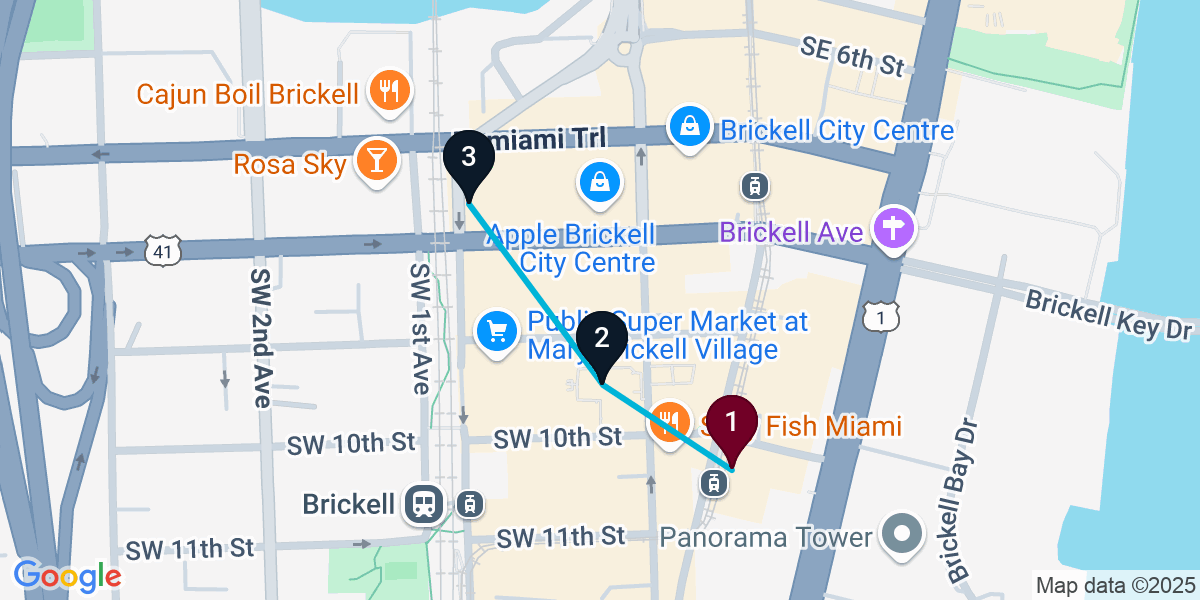 Map for Compact Brickell Bar Crawl
