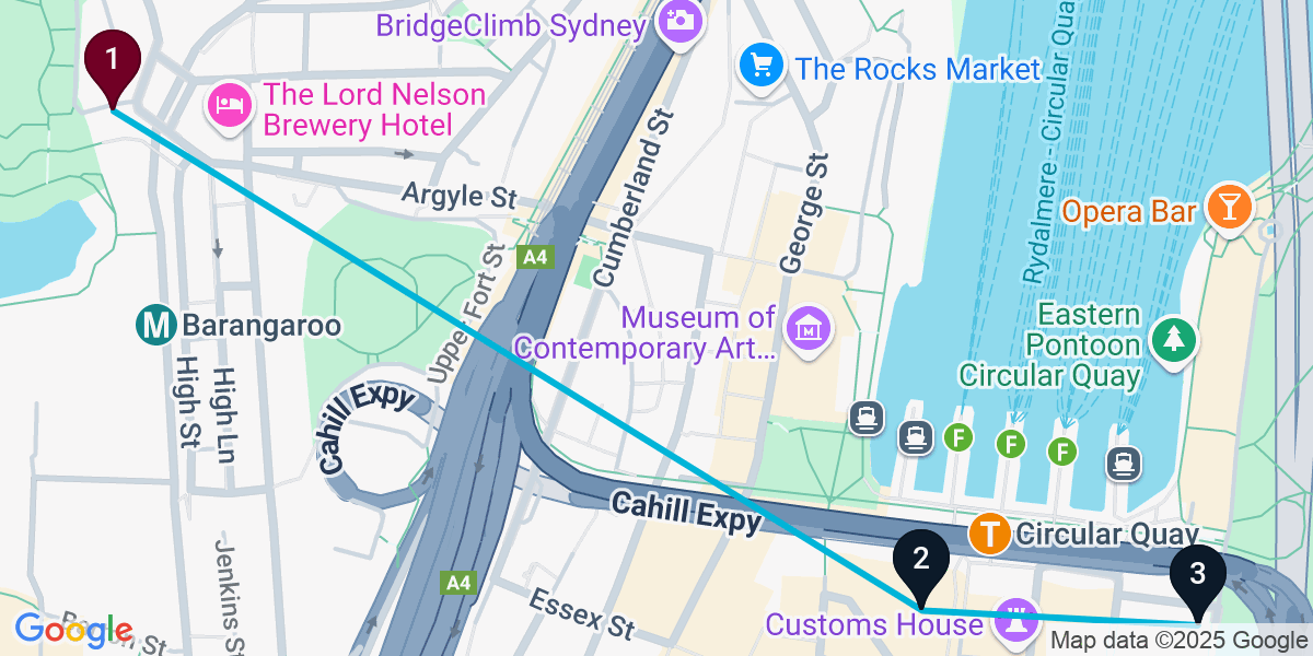 Map for Sydney Bar Crawl