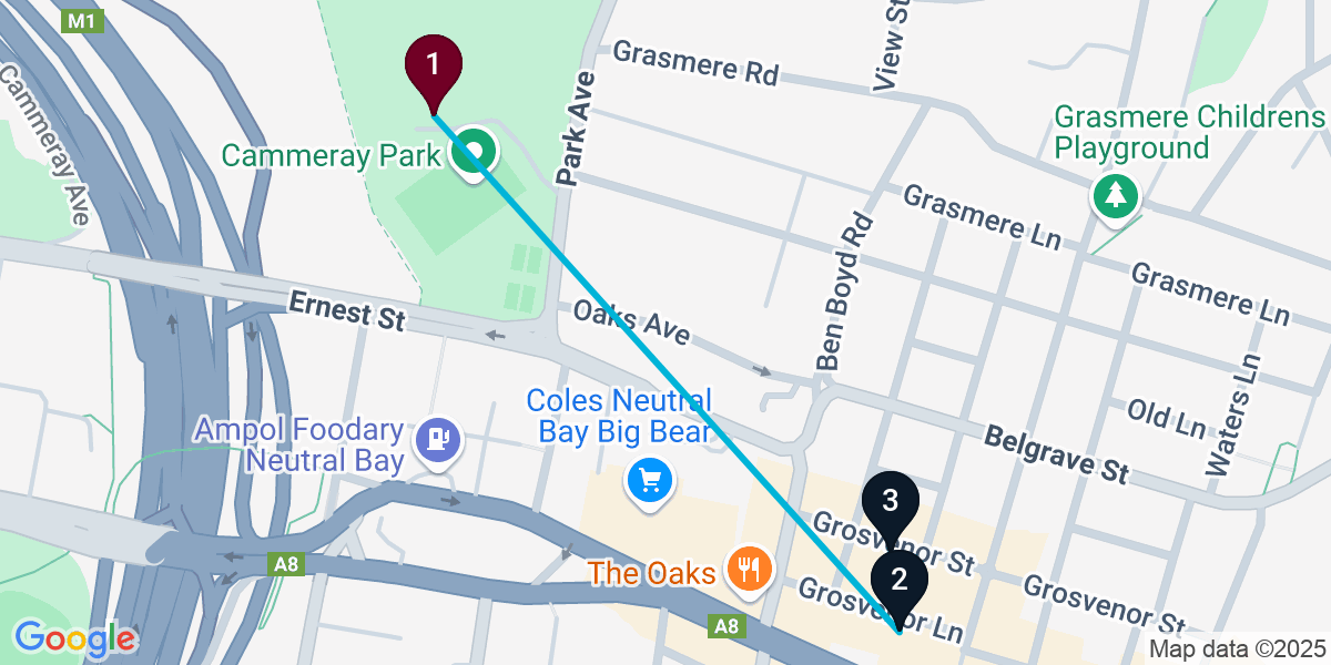 Map for 3-Stop Cremorne Cocktail Bar Crawl