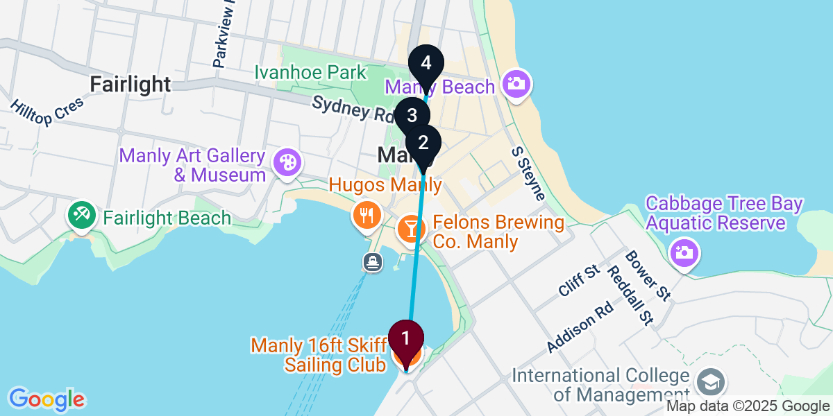 Map for 4-Stop Manly Wine bar Bar Crawl