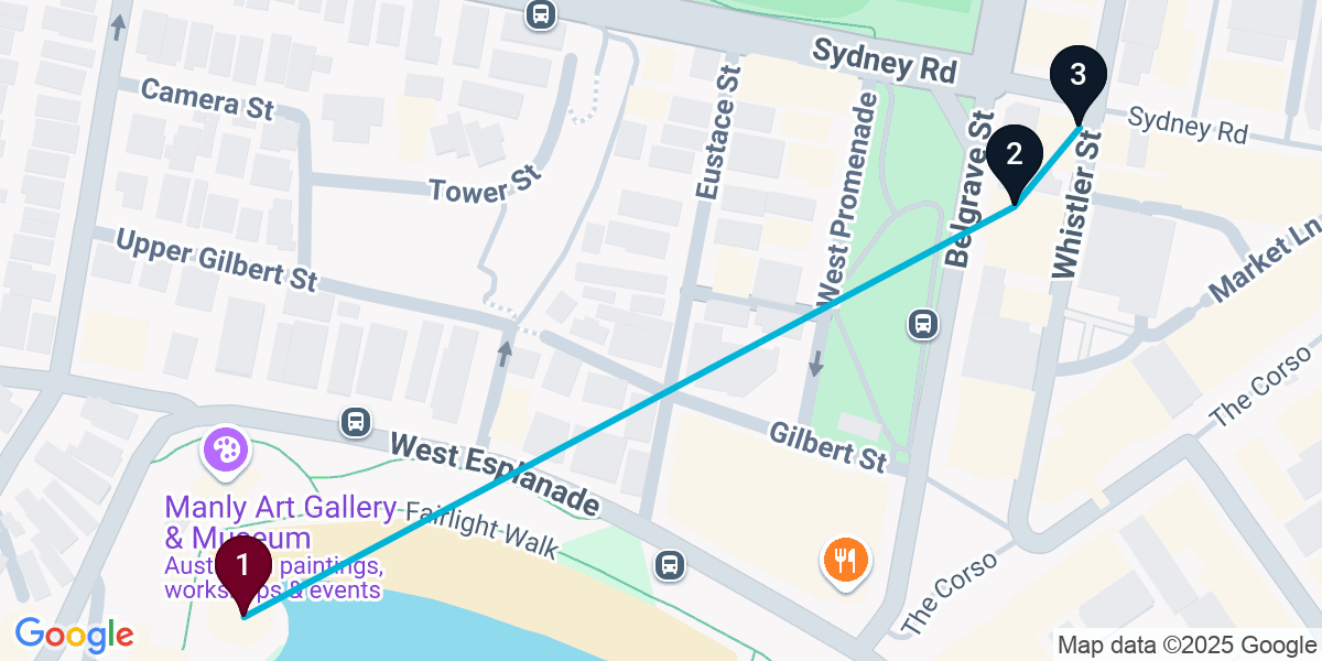 Map for 3-Stop Manly Dive bar Bar Crawl