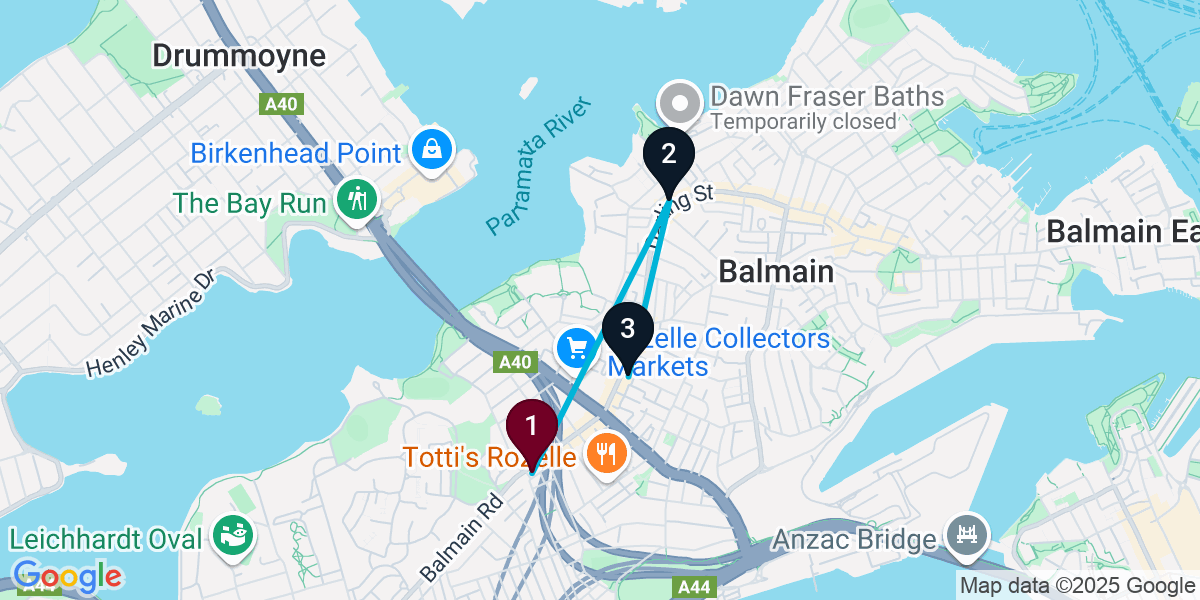 Map for 3-Stop Rozelle Wine bar Bar Crawl