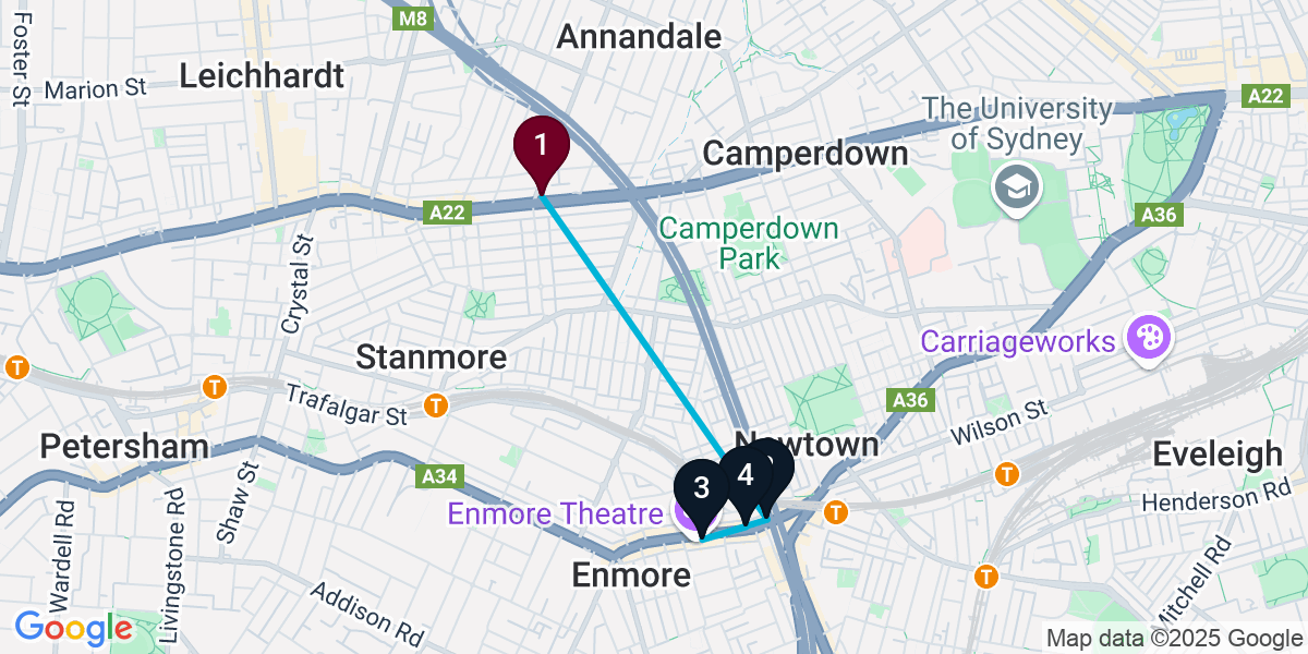 Map for 4-Stop Annandale Wine bar Bar Crawl