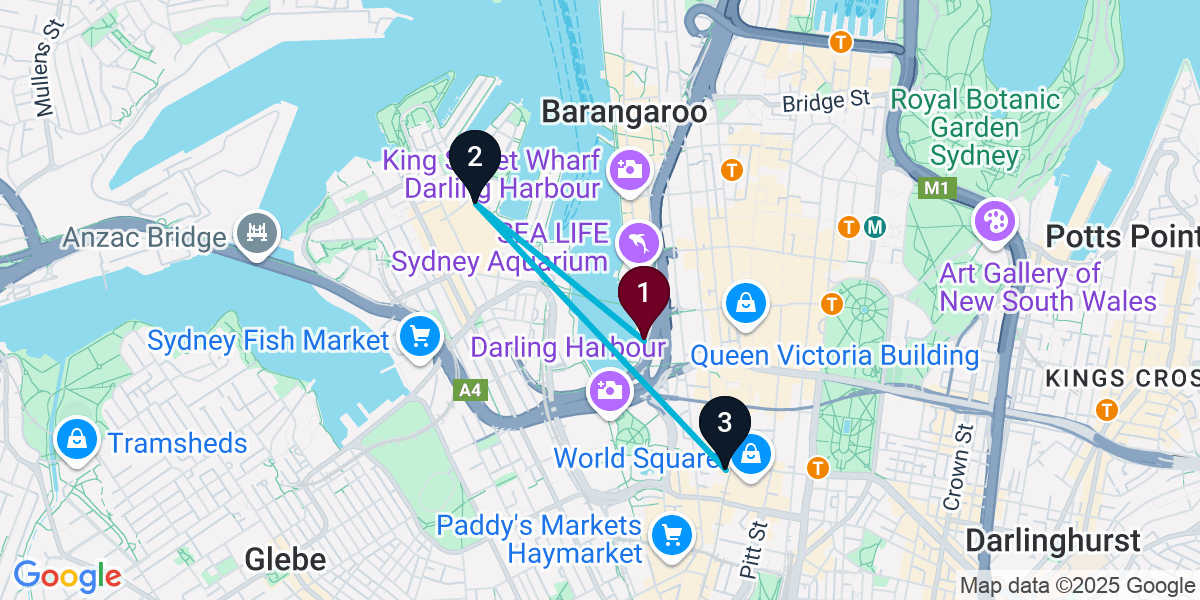 Map for 3-Stop Sydney Sports bar Bar Crawl