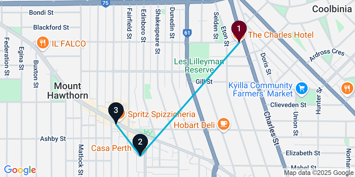 Map for 3-Stop North Perth Bar Crawl