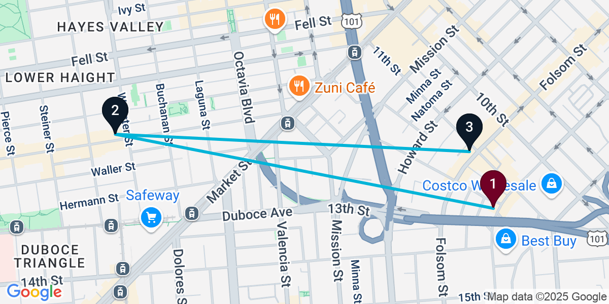 Map for 3-Stop San Francisco Speakeasy Bar Crawl