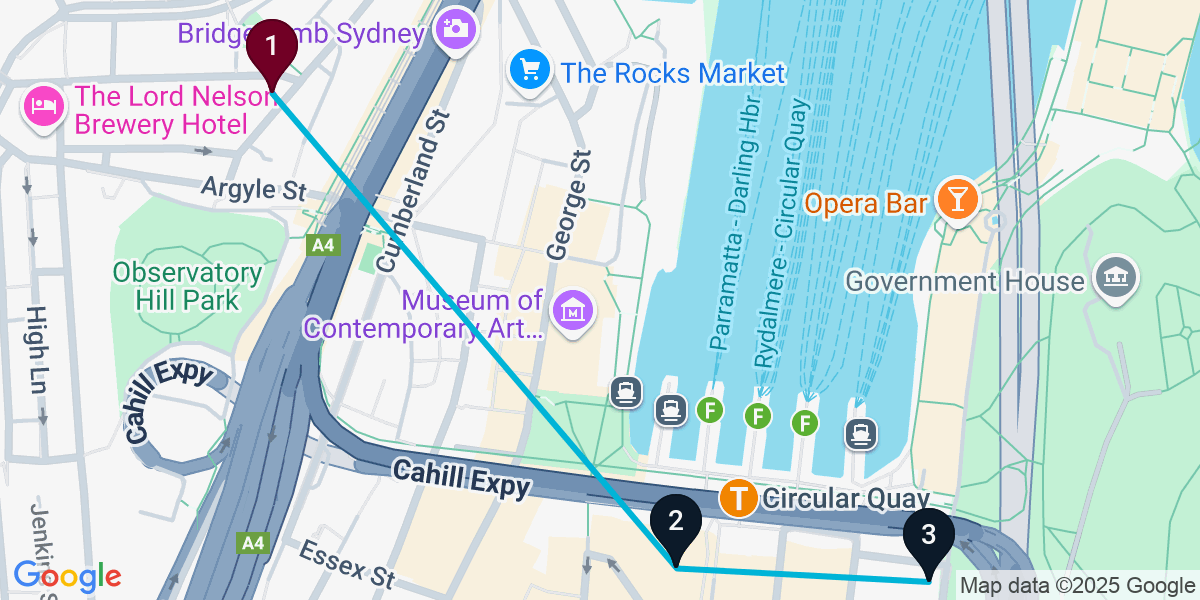 Map for Sydney Bar Crawl