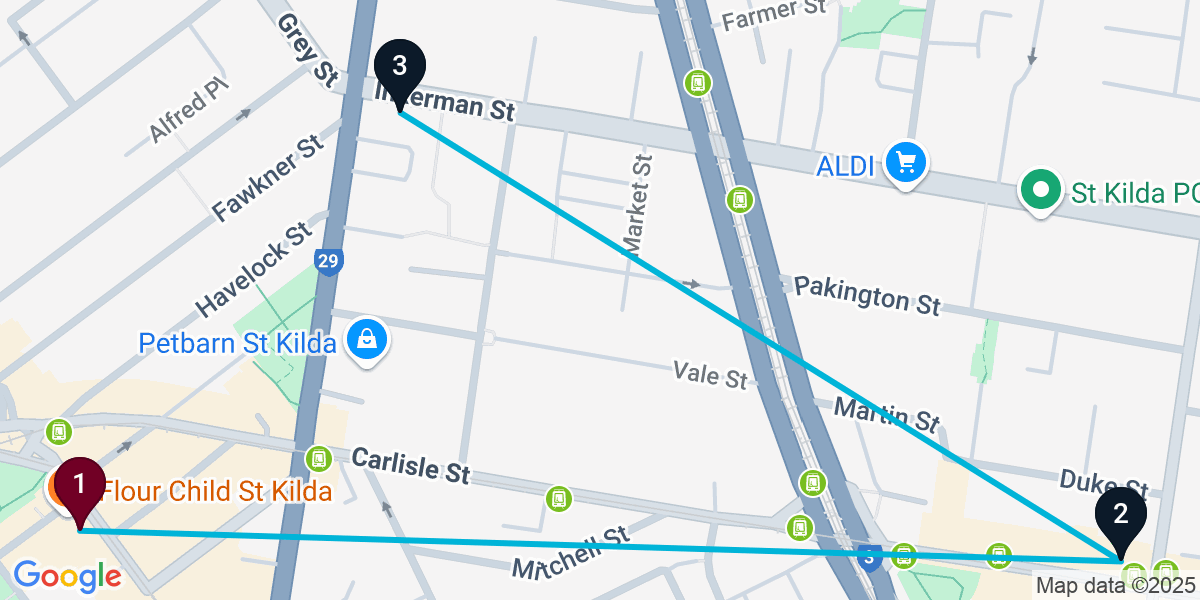 Map for Short St Kilda Bar Crawl