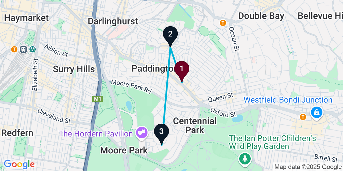 Map for 3-Stop Paddington Cocktail Bar Crawl