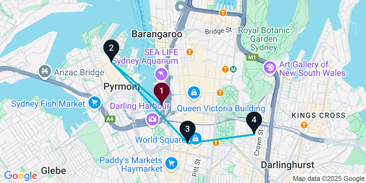 Map for 4-Stop Sydney Sports bar Bar Crawl