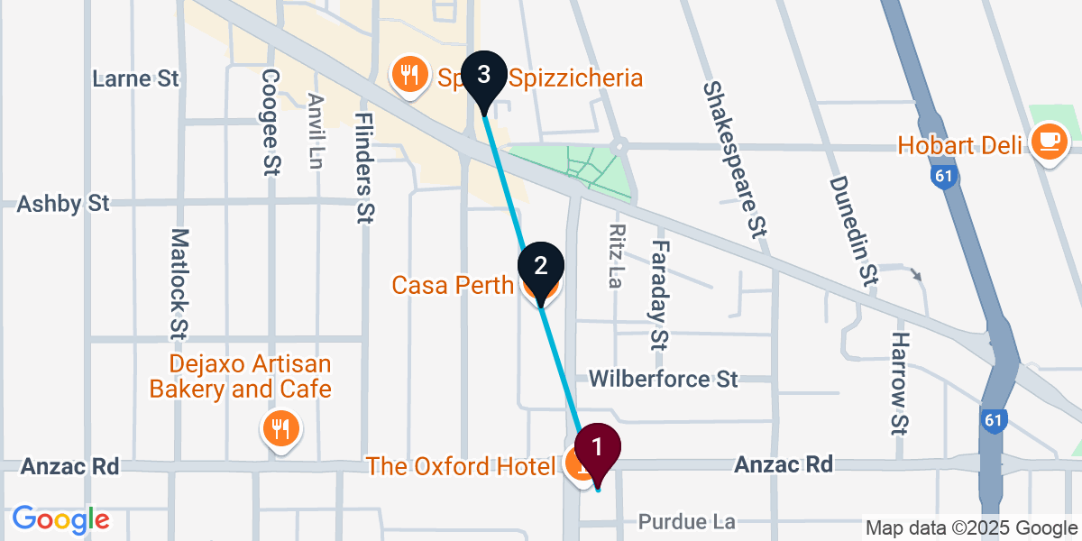 Map for 3-Stop Leederville Cocktail Bar Crawl