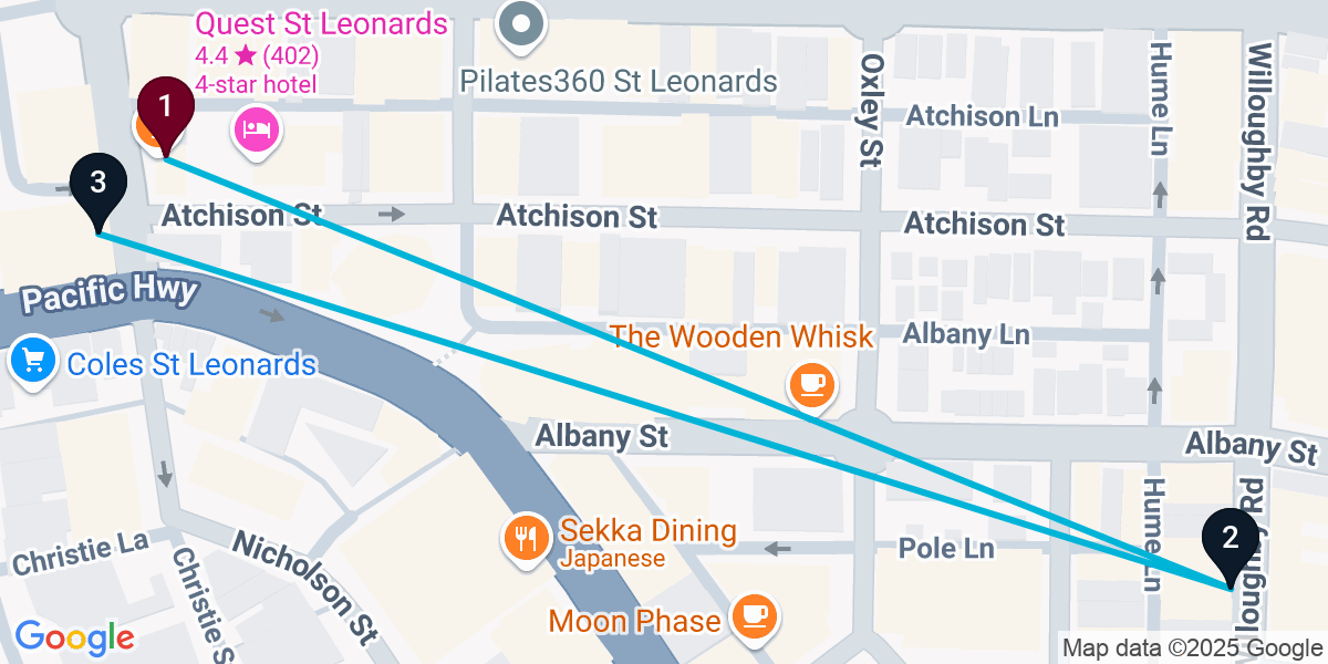Map for 3-Stop St Leonards Bar Crawl