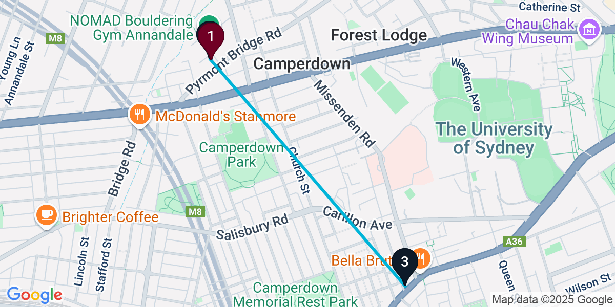 Map for 3-Stop Annandale Rooftop Bar Crawl