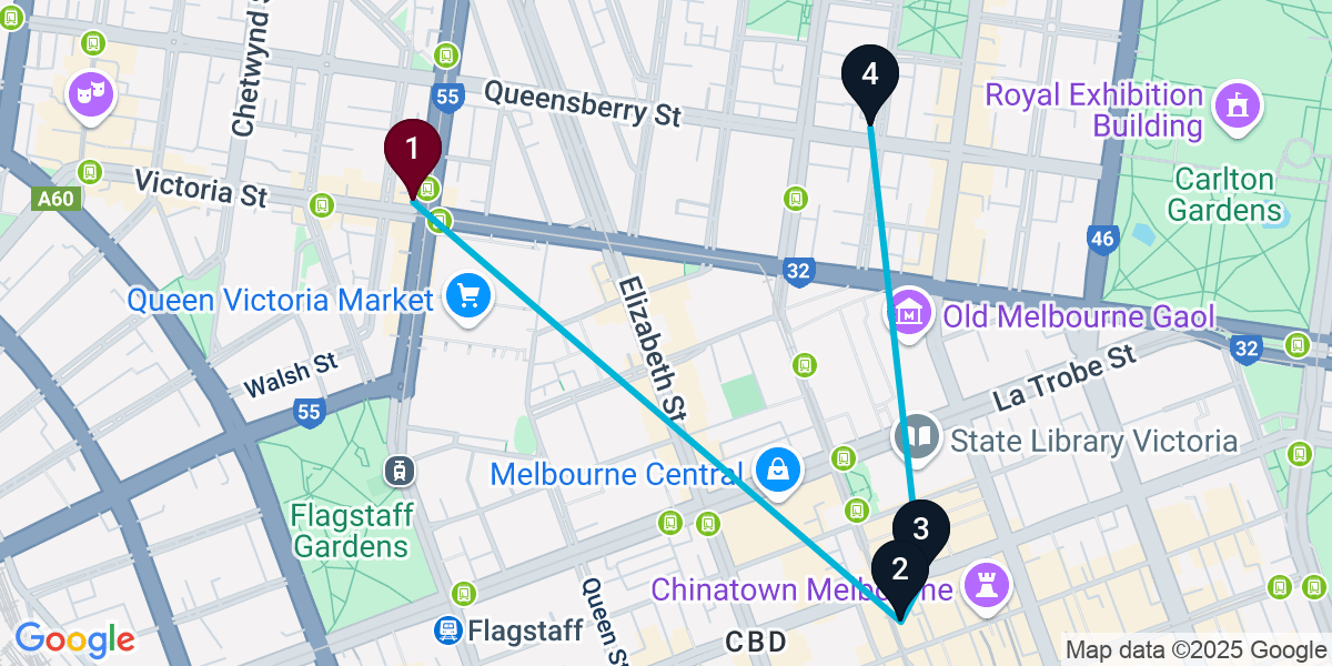 Map for Melbourne Cocktail Bar Crawl