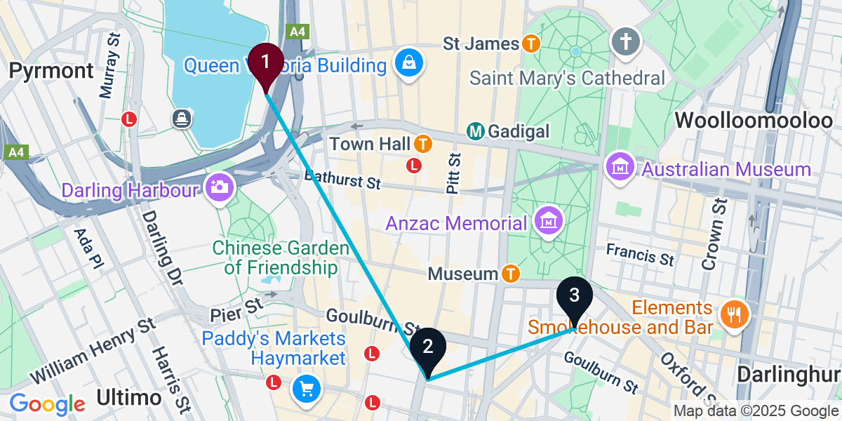 Map for 3-Stop Sydney Live music Bar Crawl