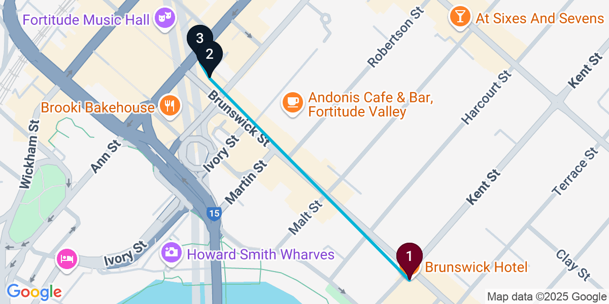 Map for Compact Fortitude Valley Cocktail Bar Crawl