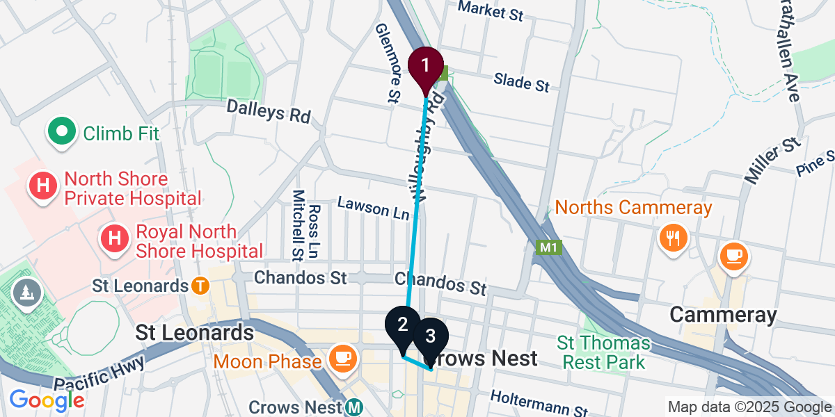 Map for 3-Stop Naremburn Wine bar Bar Crawl