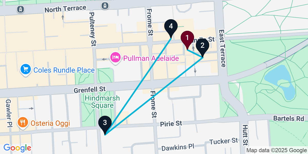 Map for Essential Adelaide Bar Crawl