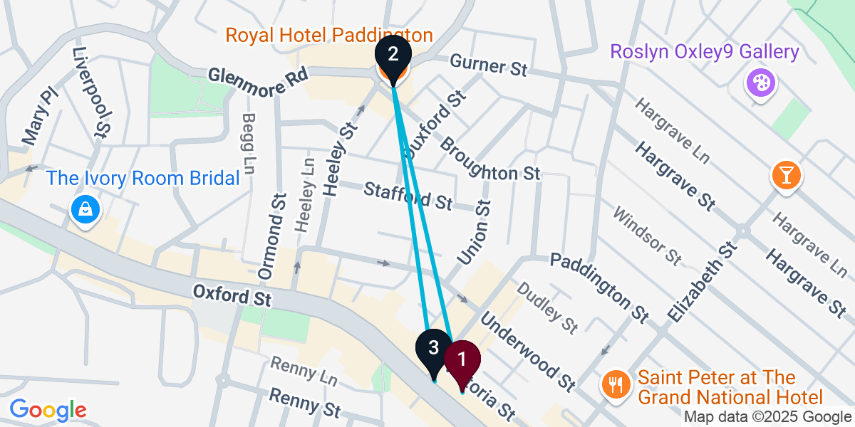 Map for 3-Stop Paddington Pub Bar Crawl