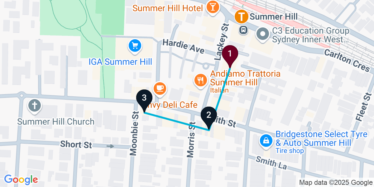 Map for 3-Stop Summer Hill Wine bar Bar Crawl