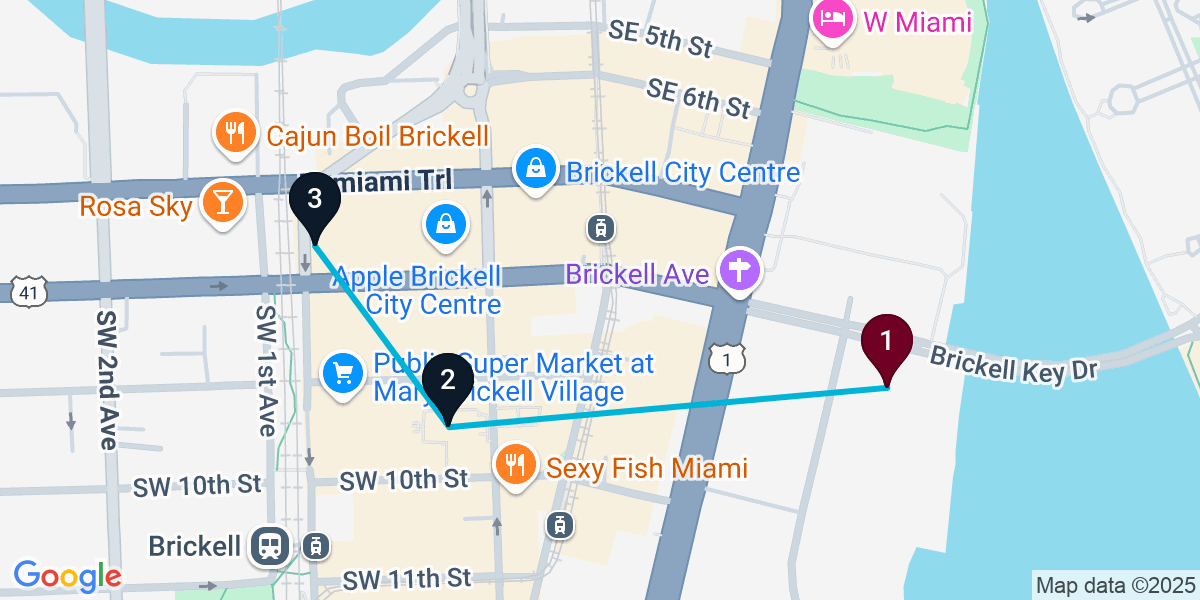 Map for Quick Brickell Bar Crawl