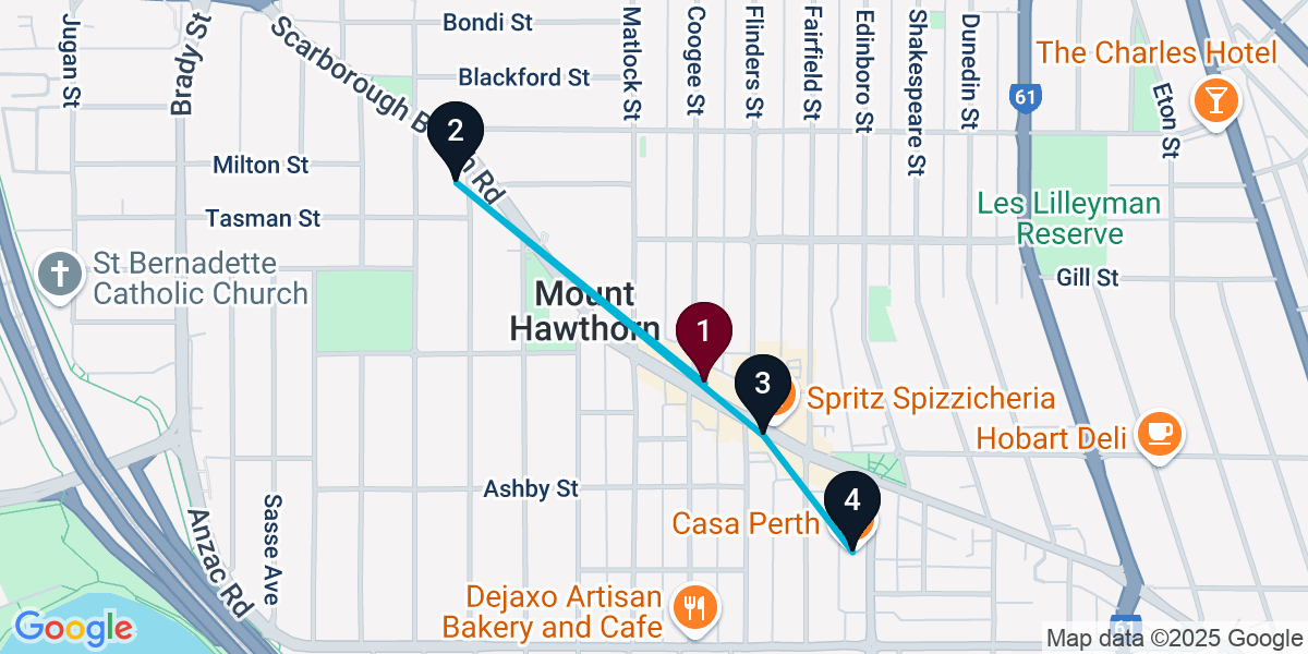 Map for 4-Stop Mount Hawthorn Wine bar Bar Crawl