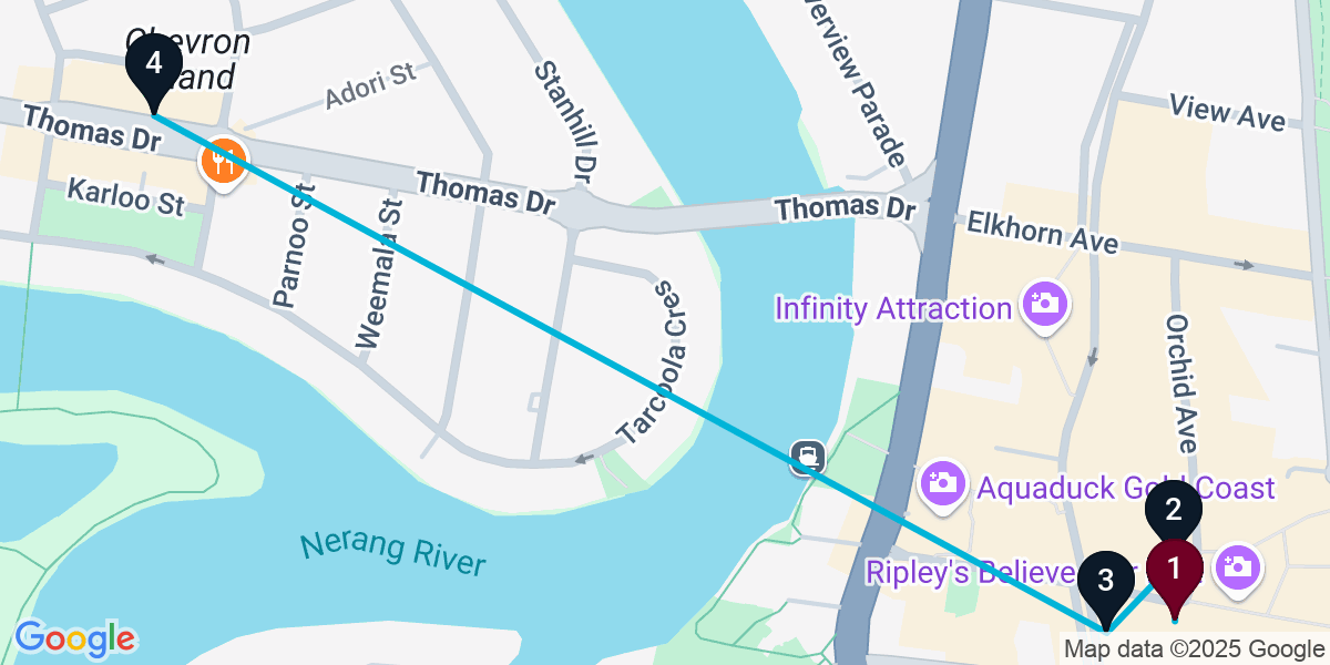 Map for Signature Surfers Paradise Bar Crawl