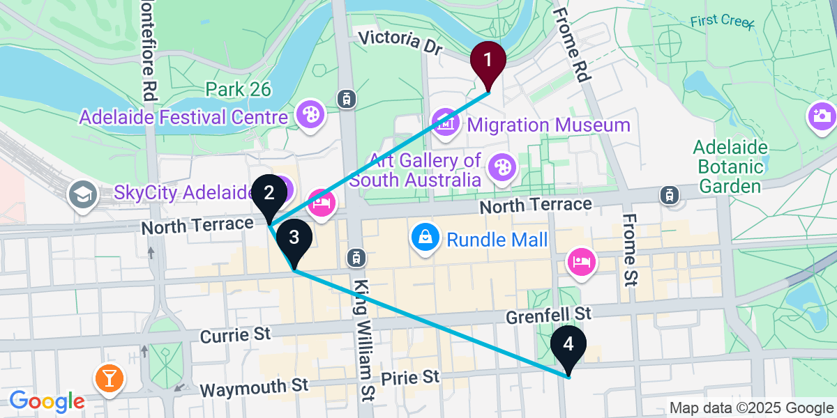 Map for Curated Adelaide Bar Crawl