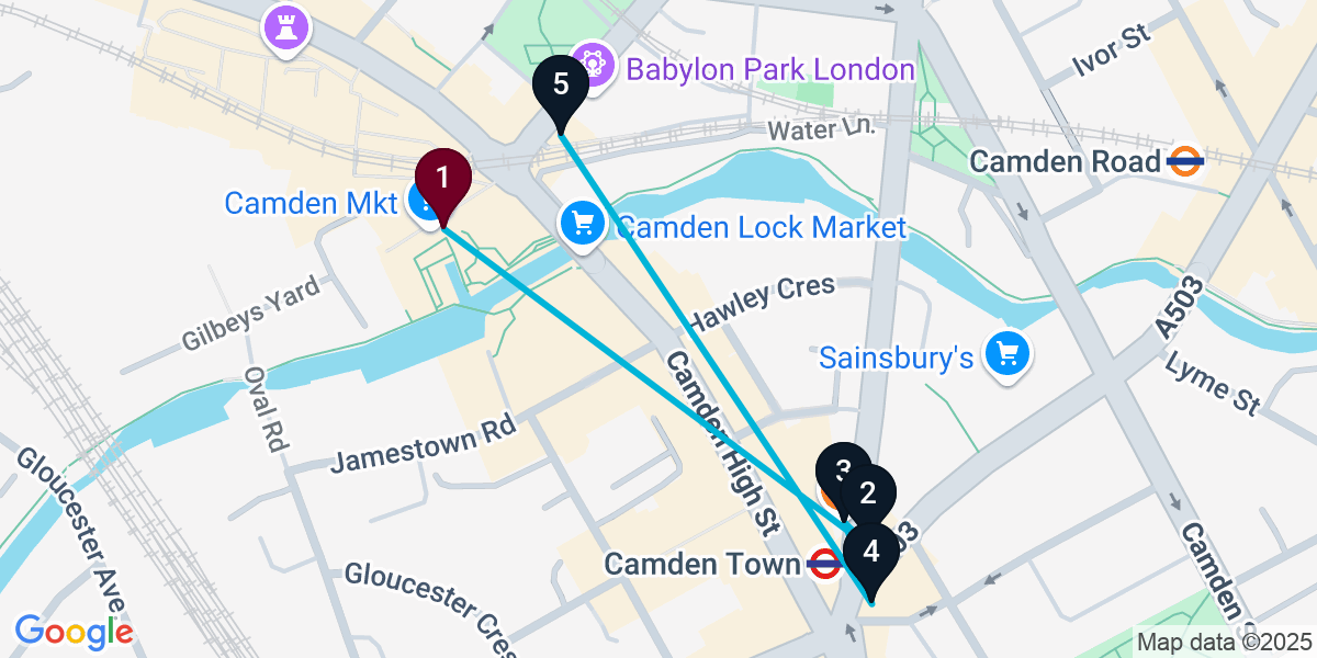 Map for Extended London Bar Crawl