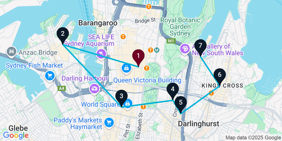 Map for 7-Stop Sydney Sports bar Bar Crawl