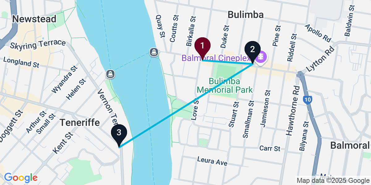Map for Quick Bulimba Pub Crawl