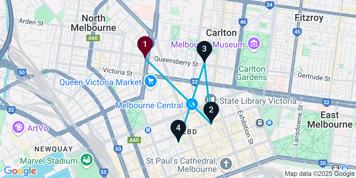 Map for Melbourne Cocktail Bar Crawl