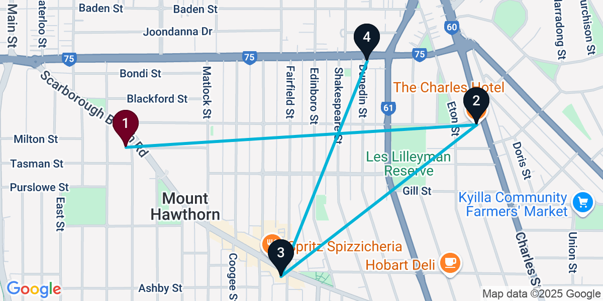 Map for 4-Stop Mount Hawthorn Live music Bar Crawl
