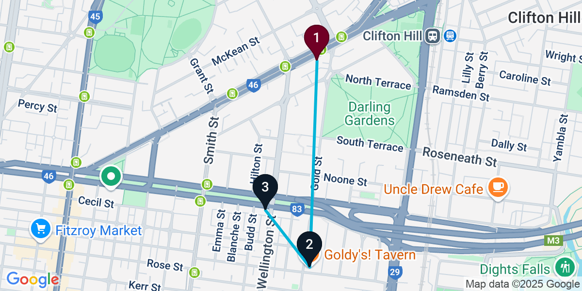 Map for Collingwood Pub Crawl