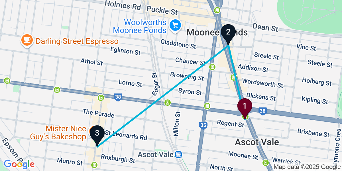 Map for Compact Ascot Vale Pub Crawl