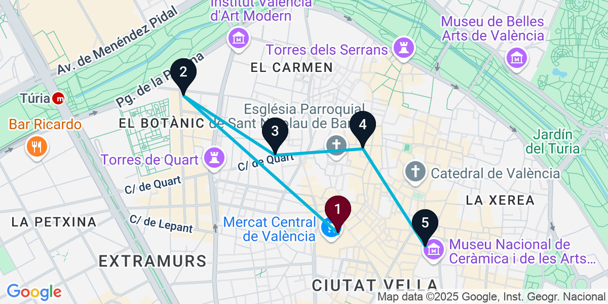 Map for Valencia Bar Crawl