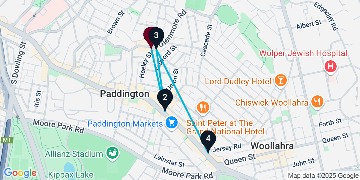 Map for 4-Stop Paddington Pub Bar Crawl