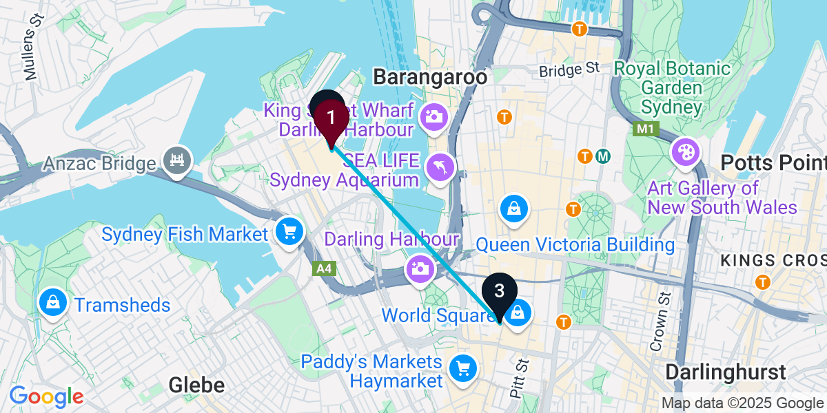 Map for 3-Stop Pyrmont Sports bar Bar Crawl