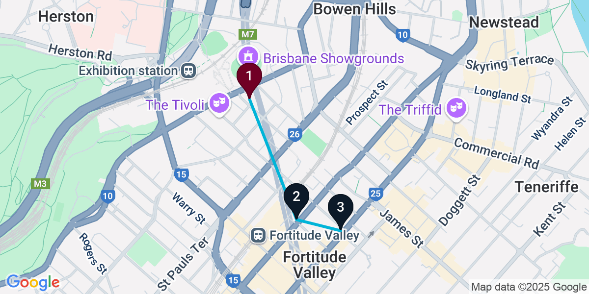 Map for Compact Fortitude Valley Pub Crawl
