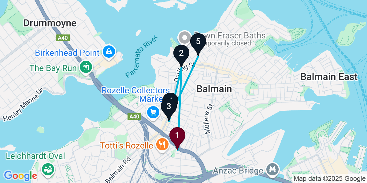 Map for 5-Stop Rozelle Wine bar Bar Crawl