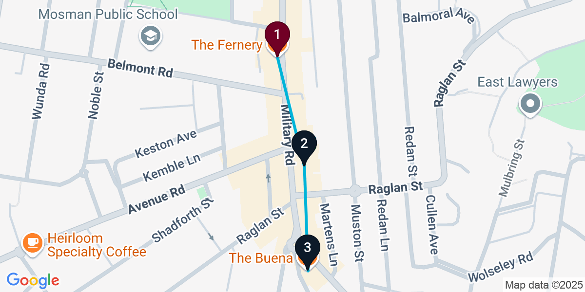Map for 3-Stop Mosman Wine bar Bar Crawl