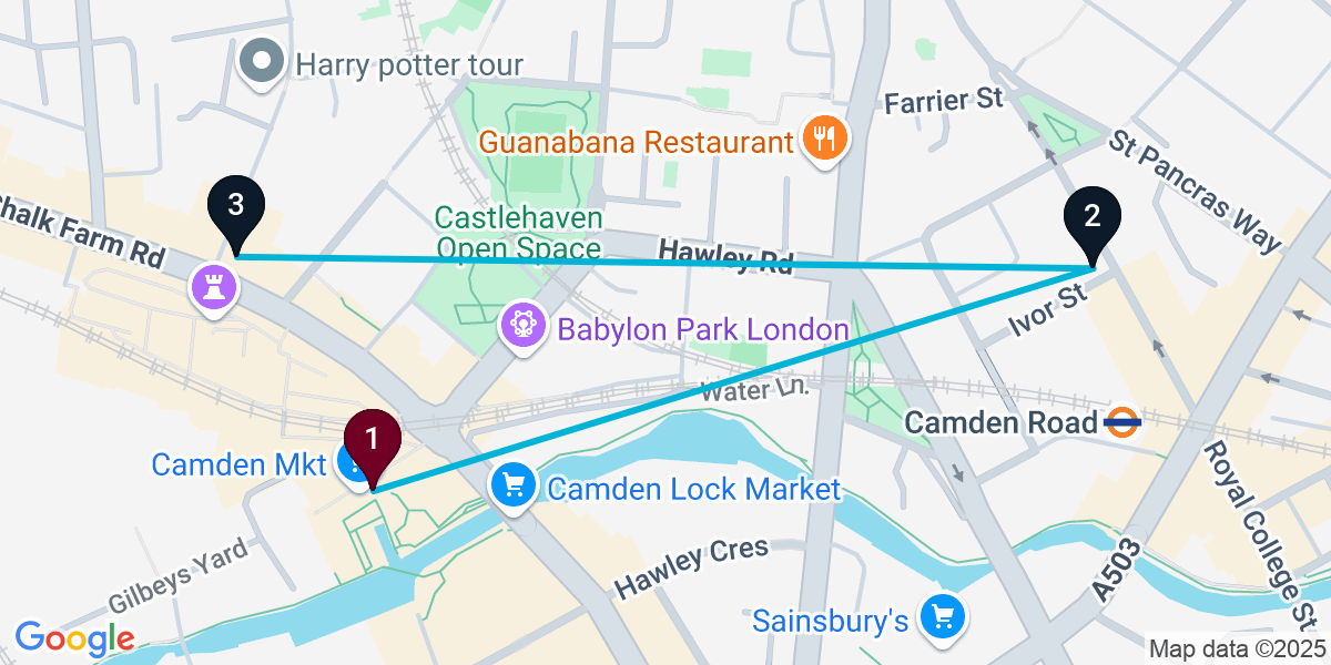 Map for Quick Chalk Farm Pub Crawl