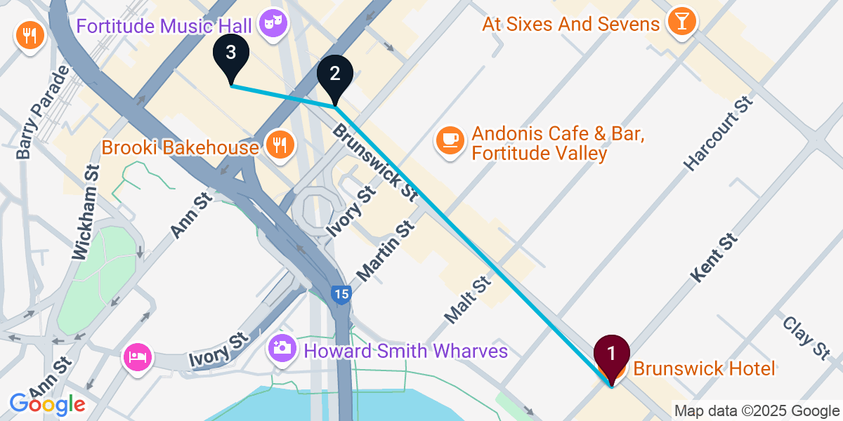 Map for Short Fortitude Valley Bar Crawl