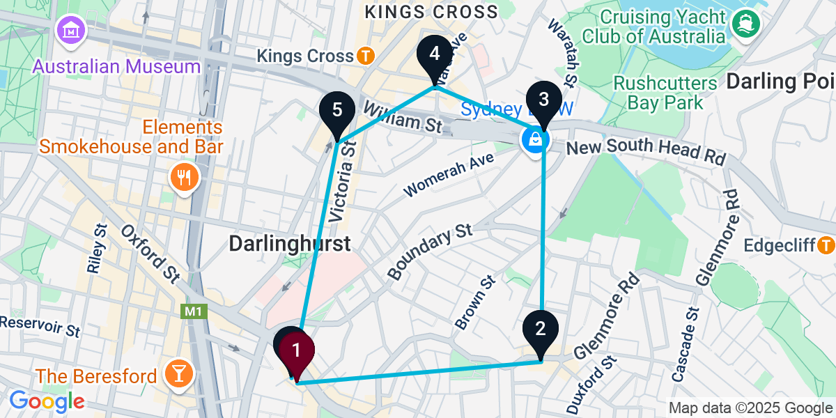 Map for 6-Stop Paddington Wine bar Bar Crawl
