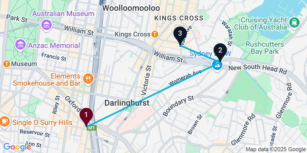 Map for 3-Stop Darlinghurst Wine bar Bar Crawl