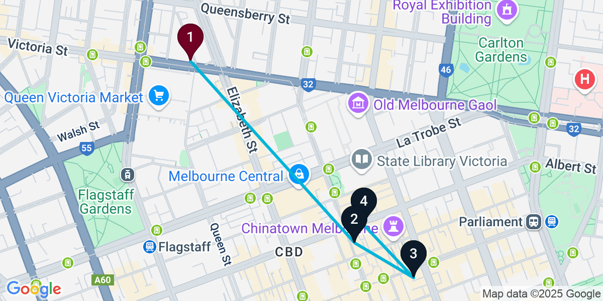 Map for 4-Stop North Melbourne Melbourne Cocktail Bar Crawl