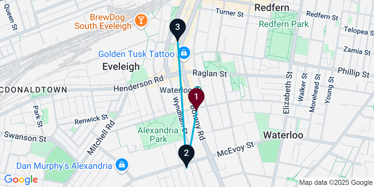 Map for 3-Stop Waterloo Brewery Bar Crawl