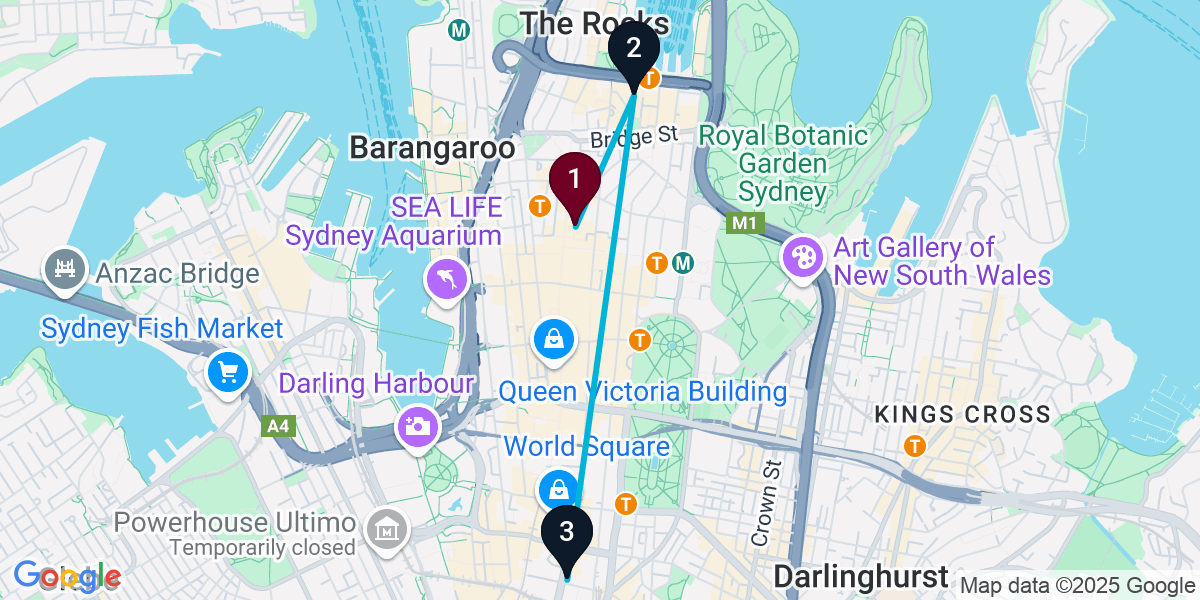 Map for 3-Stop Sydney Live music Bar Crawl