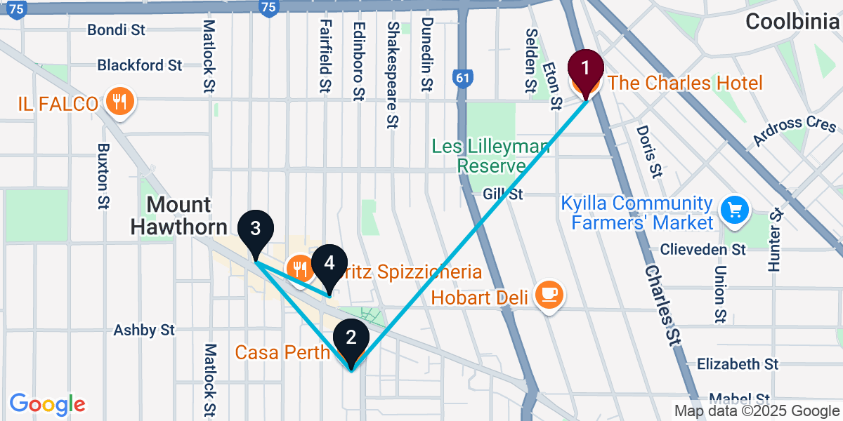 Map for 4-Stop North Perth Cocktail Bar Crawl